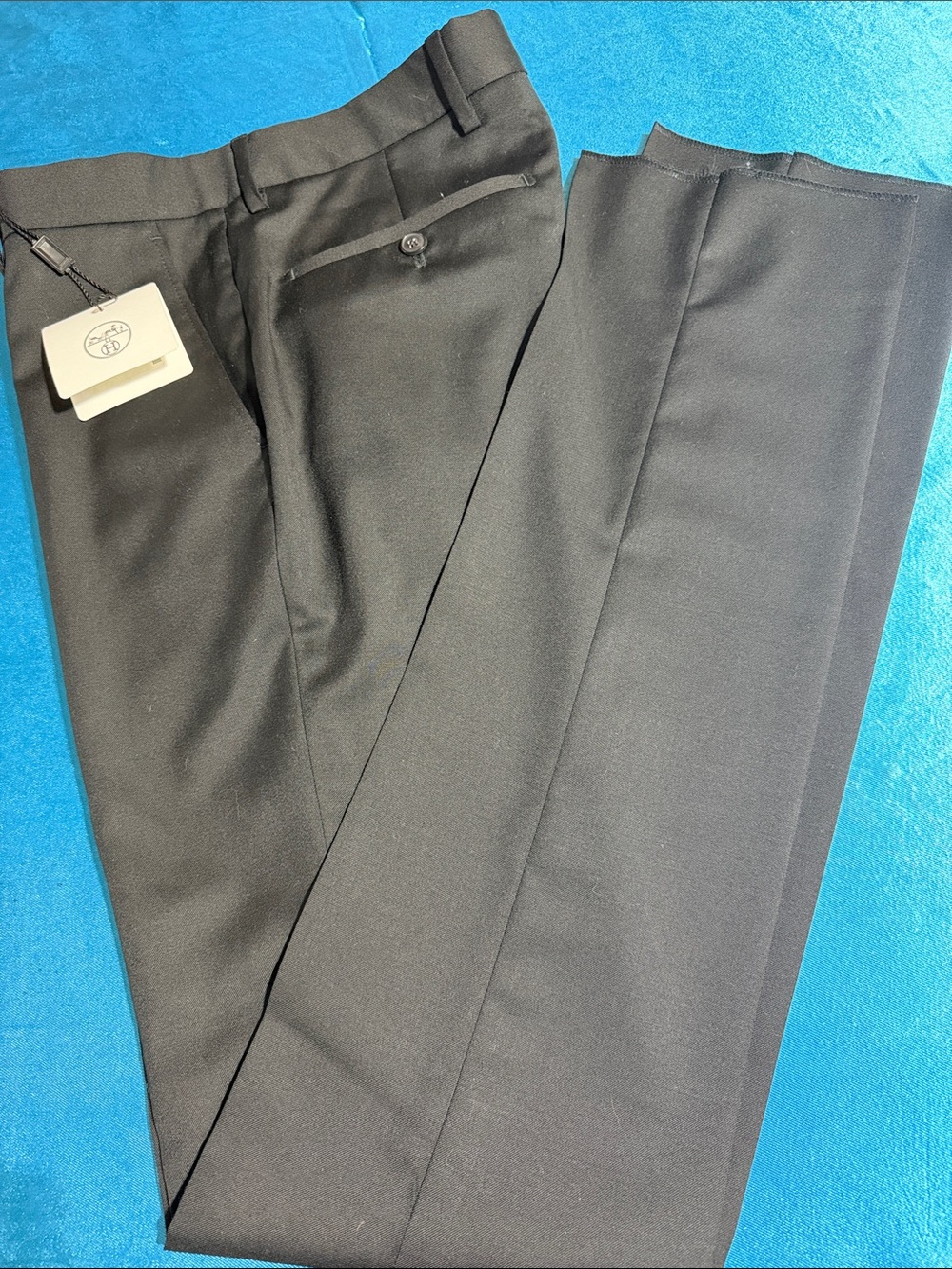 Hermes Men's Black Dress Pants - Classic Tailored Fit made in Italy .